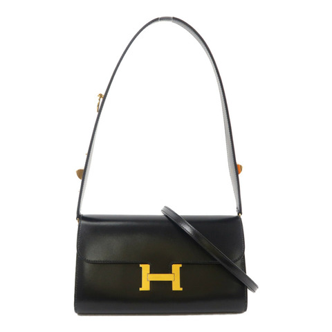 HERMES Box Calf皮革Constance To Go Rock肩背袋Noir