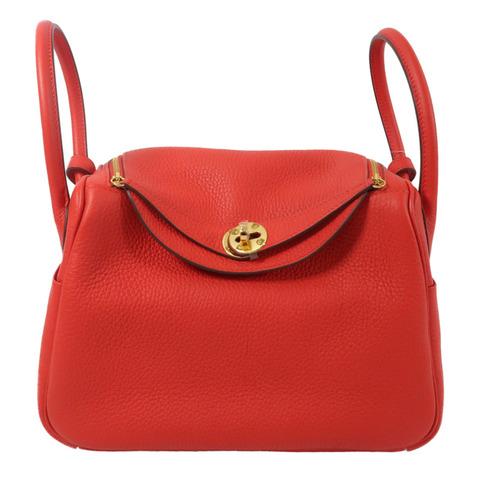 HERMES Clemence皮革Lindy 26手挽肩背兩用袋Rouge de Coeur