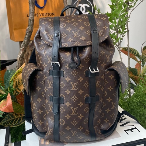 LV路易威登 Christopher中號雙肩包經典老花配黑色