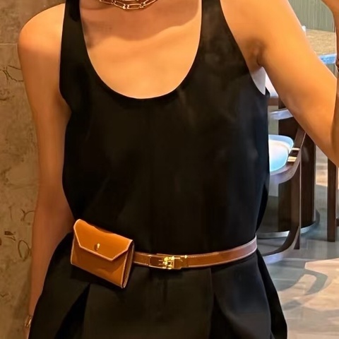 全新 閒置 Hermes Kelly pocket腰帶/腰包 金棕銀扣 Epsom
