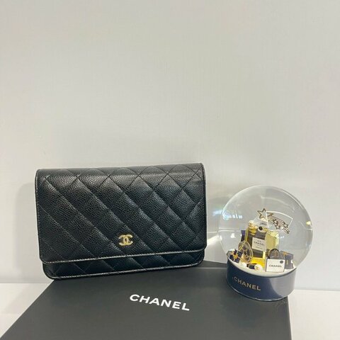 Chanel WOC 黑金荔枝牛 晶片款