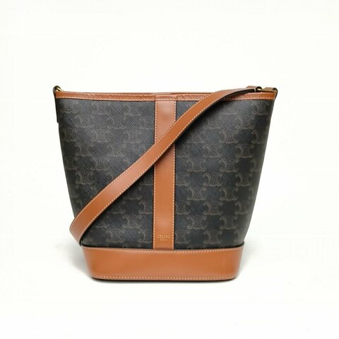 CELINE Triomphe凯旋门标志印花水桶包小号PVC金扣肩背包