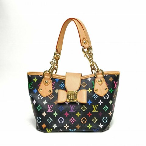LOUIS VUITTON 中古蝴蝶扣单肩包小号黑三彩PVC金扣2010肩背包