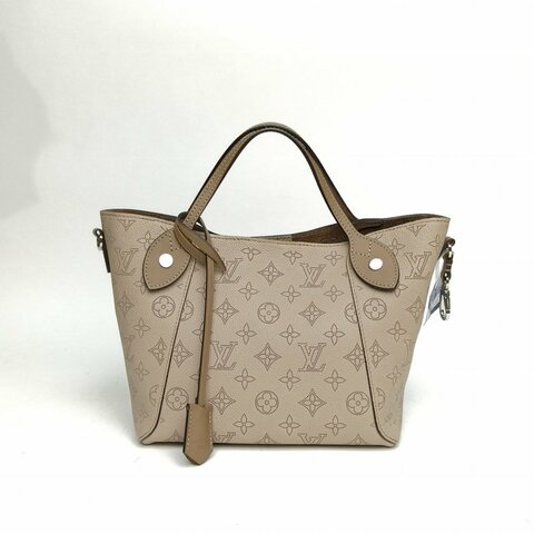 LOUIS VUITTON HINA镂空LOGO月光女神小号灰色牛皮银扣芯片肩背包