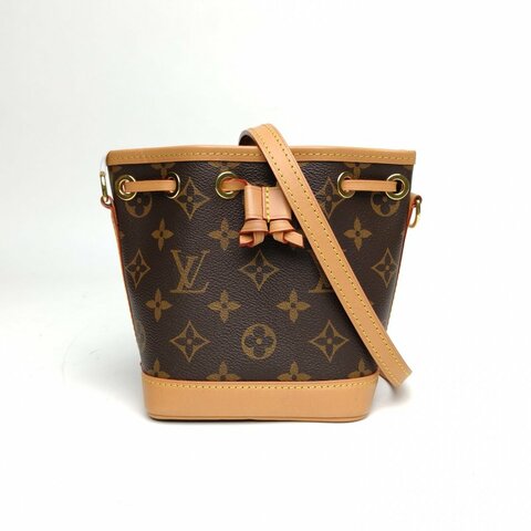 LOUIS VUITTON NOÉ水桶包Nano13老花PVC金扣芯片肩背包