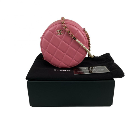 △ CHANEL 香奈兒 Pink Lambskin Gold Tone Metal Round No.30 Chain Crossbody Bag 粉紅色小羊皮金色金屬No.30鎖鏈斜揹袋 AP0277-267011047