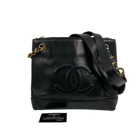 △ CHANEL 香奈兒 Black Lambskin Gold Tone Metal No.2 Chain Shoulder Bag 黑色小羊皮金色金屬No.2鎖鏈肩背包-267010929
