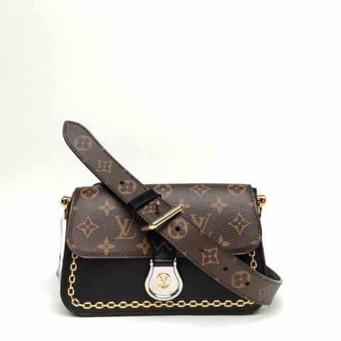 LOUIS VUITTON 拼色牛皮PVC金银扣Saintcloud秀款邮差包肩背包