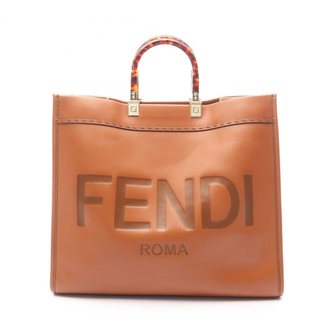 FENDI Sunshine 大手提包 8BH372 皮革 棕色 二手 女士