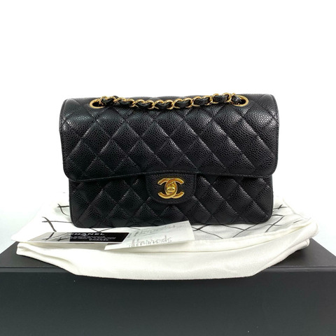 △ CHANEL 香奈兒 Black Caviar Skin CF23 Gold Tone Metal Classic Double Flap No.31 Chain Shoulder Bag 黑色粒紋小牛皮金色金屬No.31鎖鏈肩背包 A01113-267011650