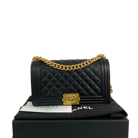 △ CHANEL 香奈兒 Black Caviar Skin Gold Tone Metal Boy 25 Chain  Shoulder Bag 黑色粒紋小牛皮金色金屬鎖鏈肩背包 A67086-267011789