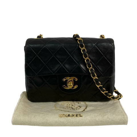 △ CHANEL 香奈兒 Black Lambskin 17CM Gold Tone Metal Vintage Single Flap No.2 Chain Shoulder Bag 黑色小羊皮17CM金色金屬No.2肩背包-267011338