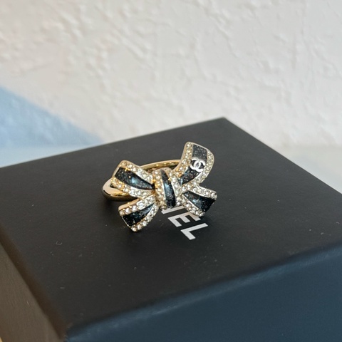 Chanel ABG411蝴蝶結小鑽戒指52號🎀