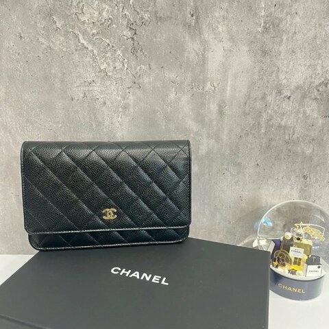 Chanel WOC 黑金荔枝牛 晶片款