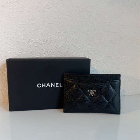 Chanel 黑荔枝銀雙C卡片夾