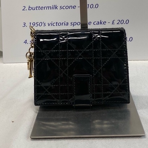 Dior迪奧 黑色漆皮小錢包 三格小錢包 經典黑金
