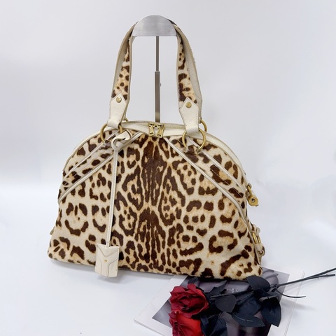 【赫蒂國際精品】 YSL 聖羅蘭 Muse 經典馬毛豹紋包 vintage