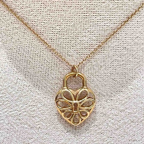 TIFFANY & CO K18WG FILIGREE HEART NECKLACE 41cm 3.6g