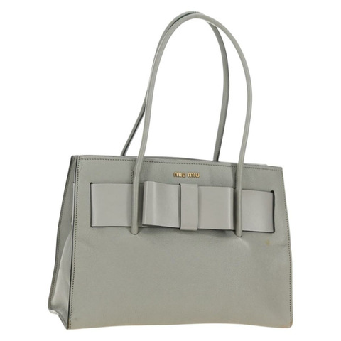 Miu Miu 手提包 皮革 灰色 金色 正品 183637V