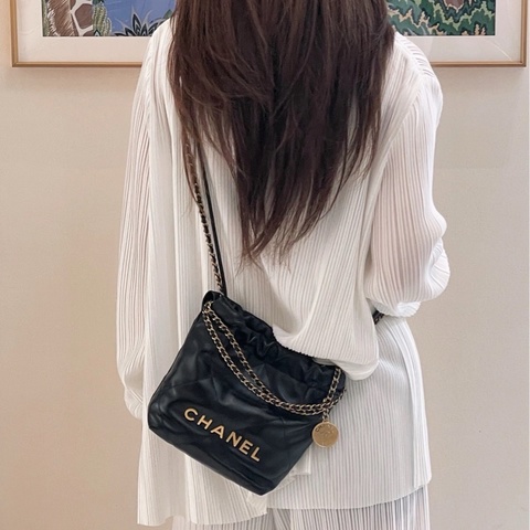 香奈兒/CHANEL 22bag mini 黑金垃圾袋 芯片款