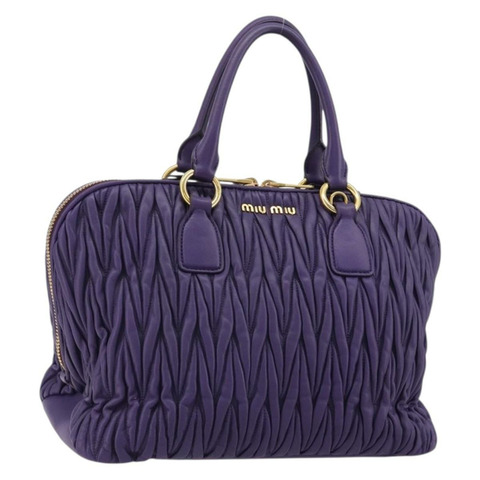 Miu Miu Matelasse 手提包 皮革 紫色 金 正品 183636V