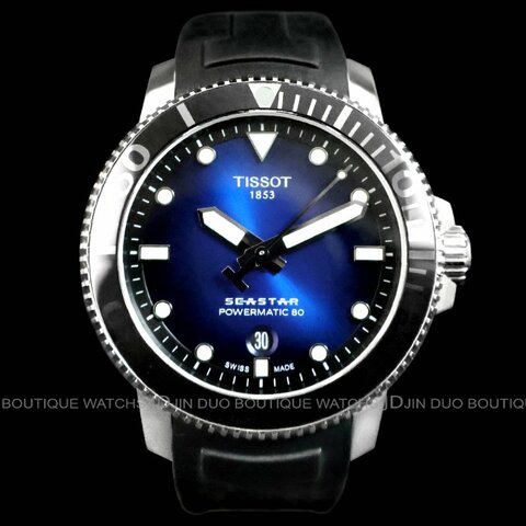 金鐸精品~W908 TISSOT天梭SEASTAR海洋之星43mm漸層藍色面盤自動上鍊潛水錶