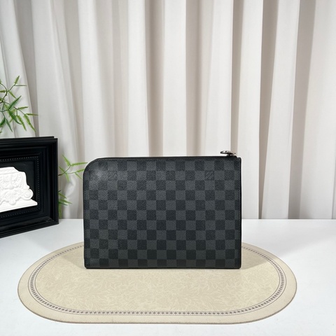 LV路易威登 黑色棋盤格 Pochette Jour男士手拿包
