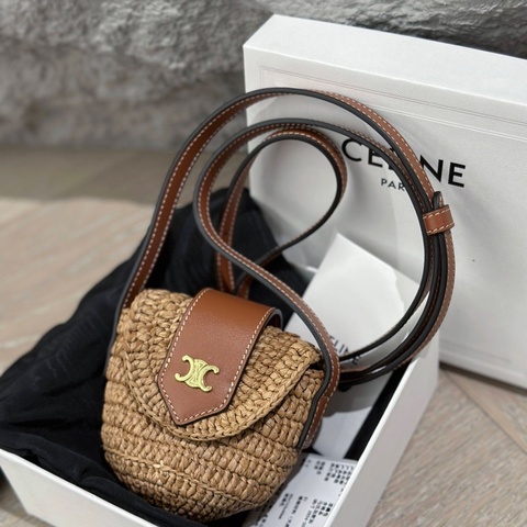 CELINE 賽琳 凱旋門草編耳機包  附件 塵袋