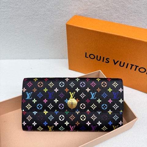 LV × TM 村上隆 黑三彩 Monogram Multicolor 長夾