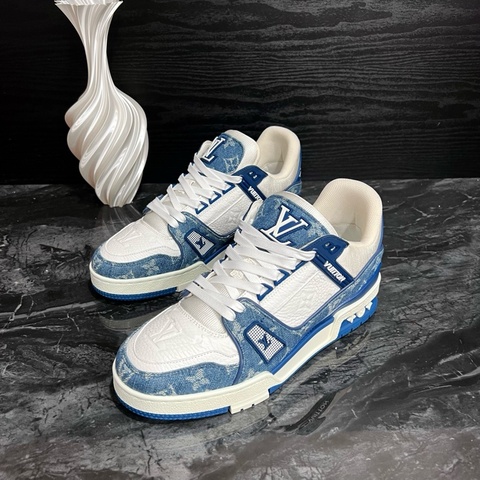 Louis Vuitton路易威登白藍牛仔Trainer板鞋 38碼