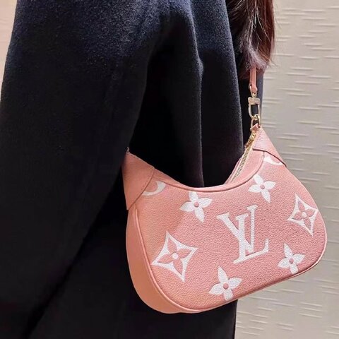 LV 全皮牛角包 芯片款 草莓牛奶 29*9.5*16cm 99新配件肩帶 塵袋
