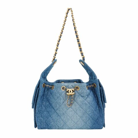 Chanel 25 Bag 牛仔布金釦鏈帶肩背包(AS5293-牛仔藍)