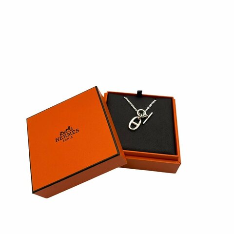 【美收精品】 HERMES Chaine d'Ancre 豬鼻子純銀項鍊 C-589【隔月月中將轉賣至日本 上架期限30天】