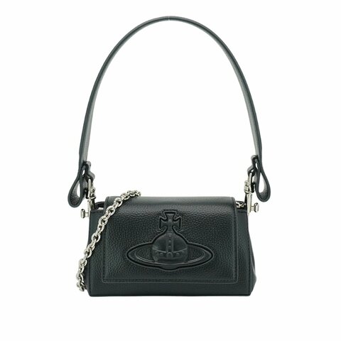 Vivienne Westwood Hazel Small 浮雕土星荔紋面兩用包(黑)