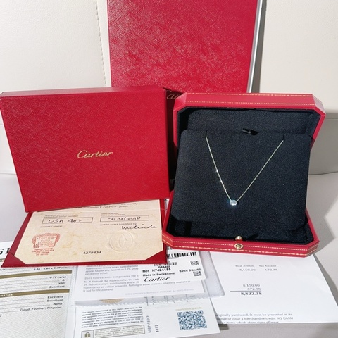 Cartier卡地亞 1895系列 白金單鑽項鍊,鑽石0.72ct