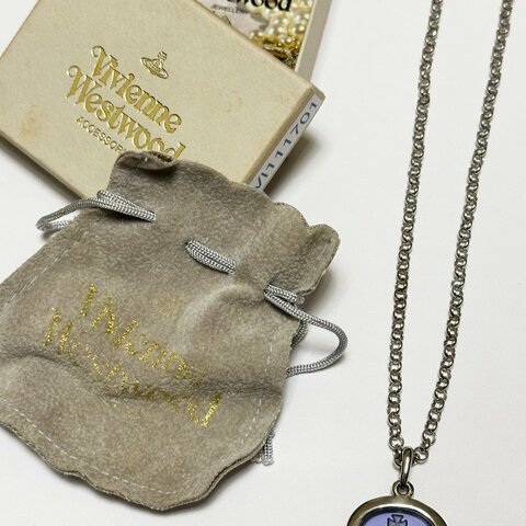 Vivienne Westwood 經典行星土星 鍍銀琉璃/玻璃項鏈 古著 古董絕版珍藏品 專櫃購入 二手少用 限時出清