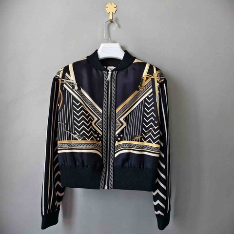 Hermes Virgin Wool Silkn Printed Bomber Jacket