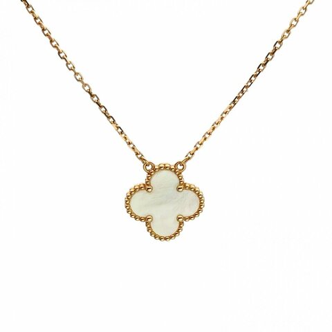 VAN CLEEF&ARPELS VintageAlhambra中号单花项链新扣18K黄金/白贝母