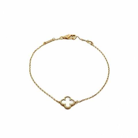VAN CLEEF&ARPELS SweetAlhambra小号单花手链新扣18K黄金/白贝母S-M码