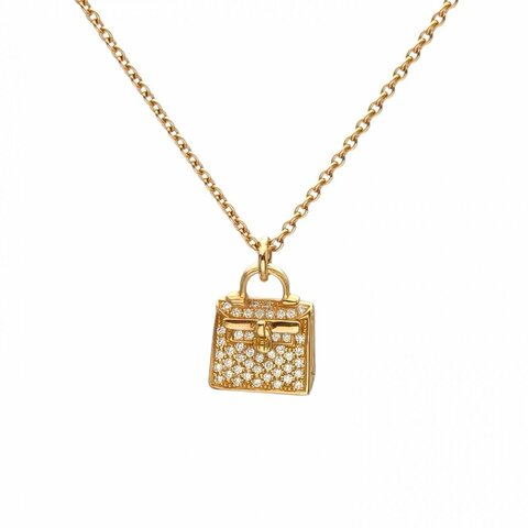 HERMES AmulettesBirkin项链满钻18K玫瑰金/钻石