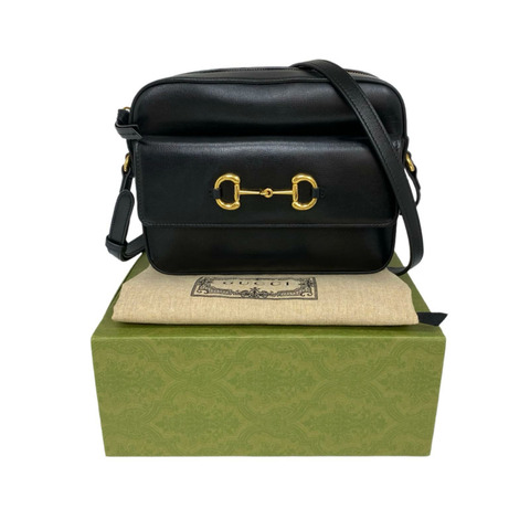 ☆ GUCCI 古馳 Black Calfskin Horsebit Crossbody Bag 黑色小牛皮斜揹袋 645454-267009964