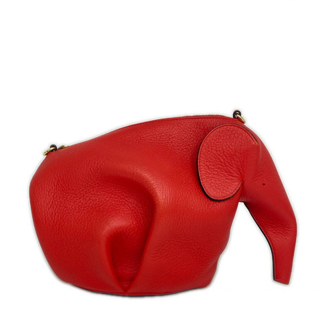 ☆ LOEWE 羅意威 Red Calfskin Elephant Crossbody Bag 紅色小牛皮大象斜揹袋-267010688