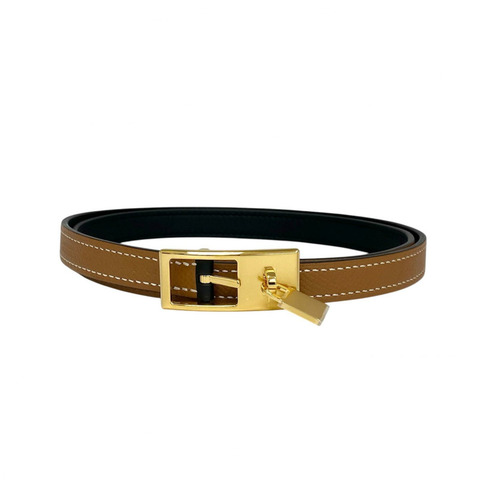 ☆ HERMES 愛馬仕 Gold Calfskin Lucky Belt 金棕色小牛皮皮帶 Stamp Z-267010925