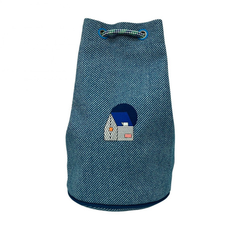 ☆ HERMES 愛馬仕 Blue 100% Cotton Les Cabanes duffle Backpack 藍色100%棉質背包-267010816