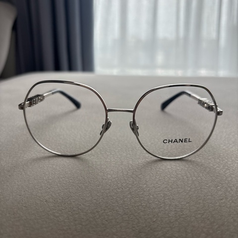 Chanel 香奈兒金屬復古造型光學眼鏡2213字母款 銀配藍