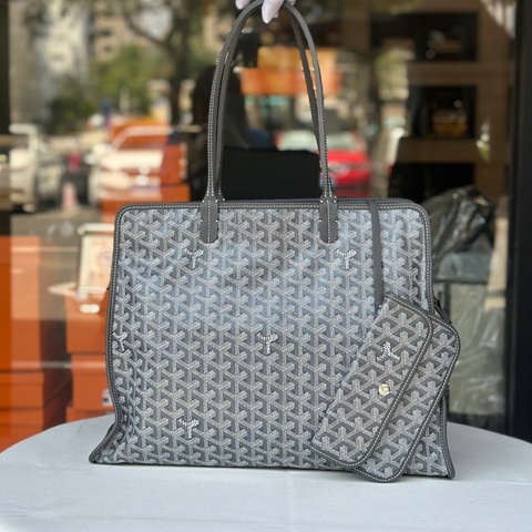 99新✨Goyard/戈雅Hardy狗牙包子母包大托特包單肩包購物袋 灰色，尺寸：40*30*17，附件：塵袋