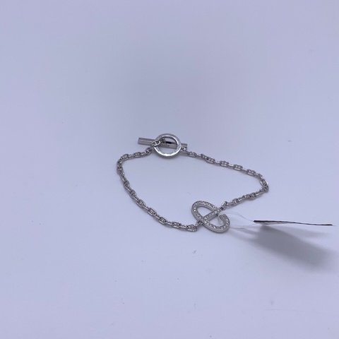 愛馬仕 hermes 18k白金豬鼻子滿鑽手鍊 長度:16cm