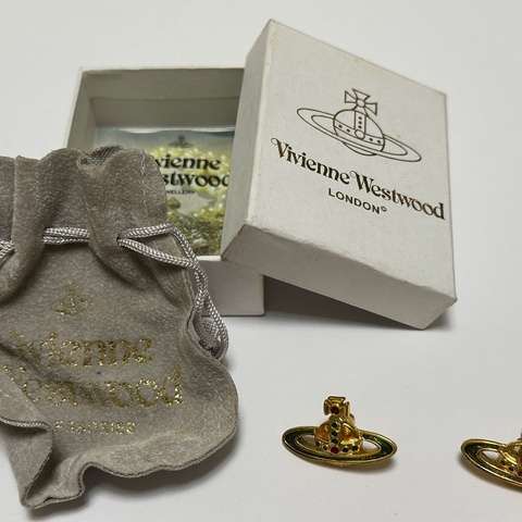 Vivienne Westwood 經典行星土星 金+琺瑯耳環 古著 古董絕版珍藏品 二手 限時出清
