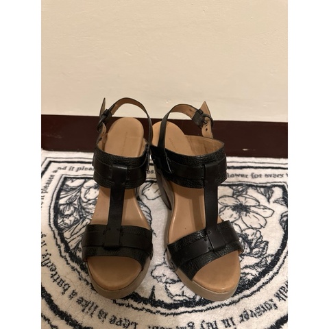 英國品牌 All Saint sptalfieled Made in Brazil純牛皮楔型鞋 實木頭跟,厚底 不規則