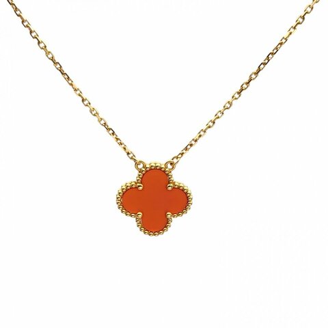 VAN CLEEF&ARPELS VintageAlhambra中号单花项链新扣18K黄金/红玉髓